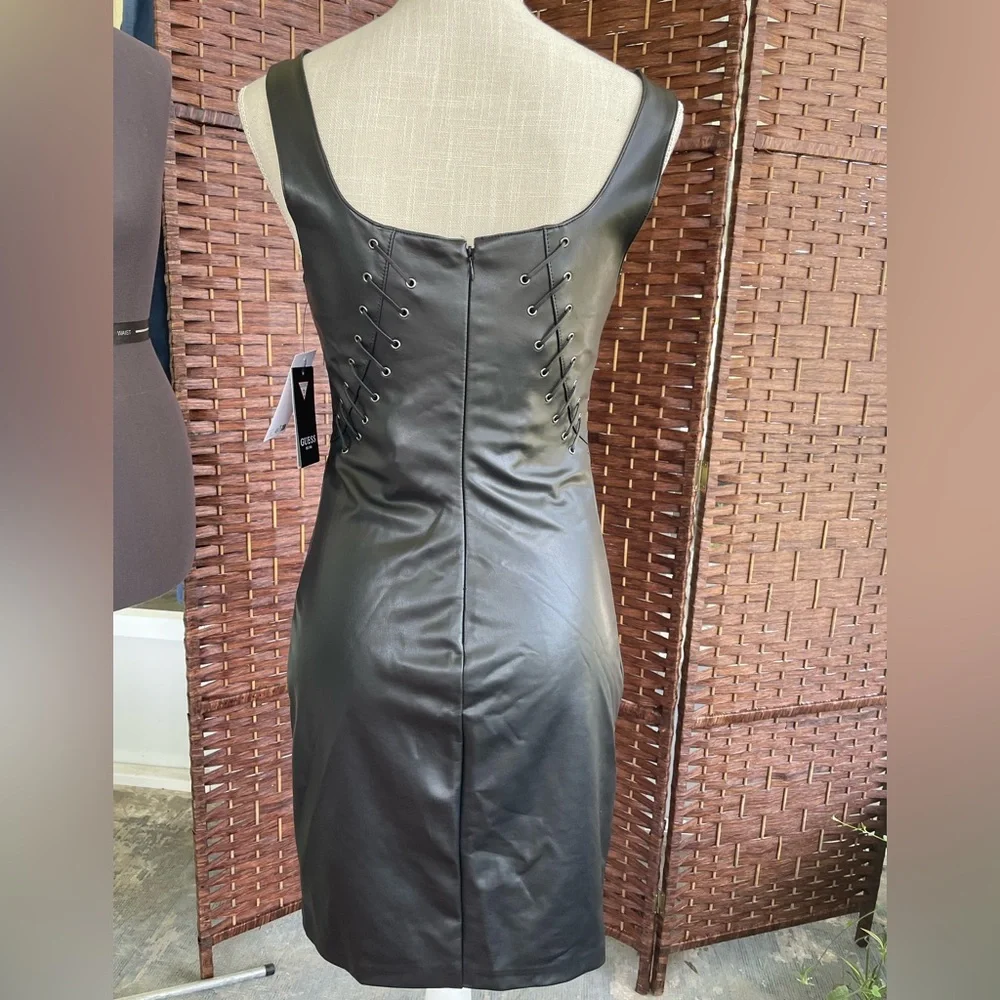 Guess Women's Justine Faux-Leather Bodycon Dress - Jet Black - Picture 4 of 16